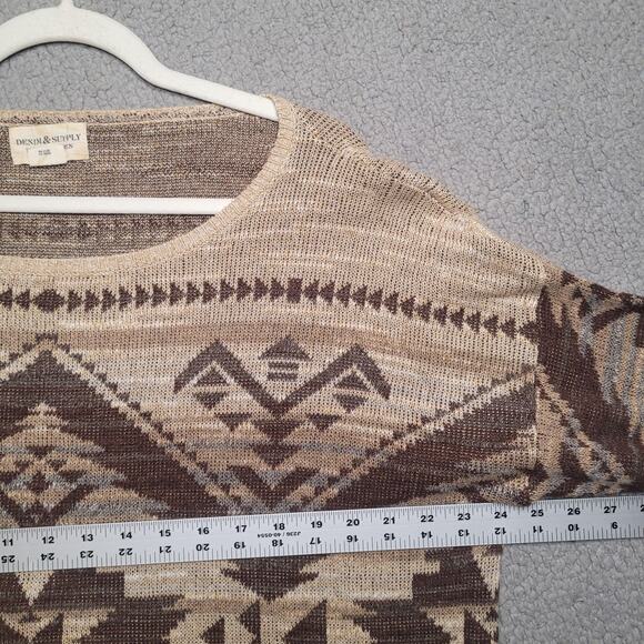 Denim & Supply Ralph Lauren Sweater XL Brown Aztec Southwestern Tribal Native - Picture 4 of 5